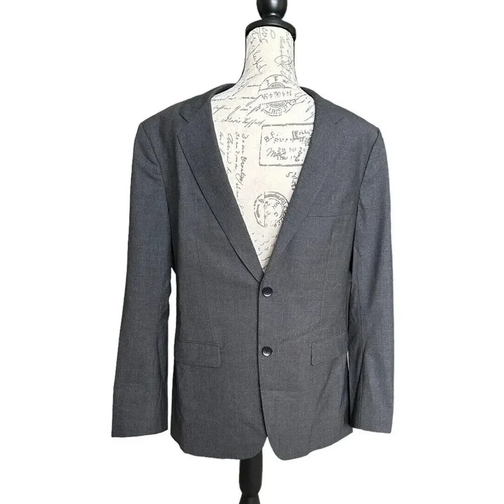Theory Xylo NP Charcoal Gray Blazer 40R – Stretch Wool Single-Breasted
